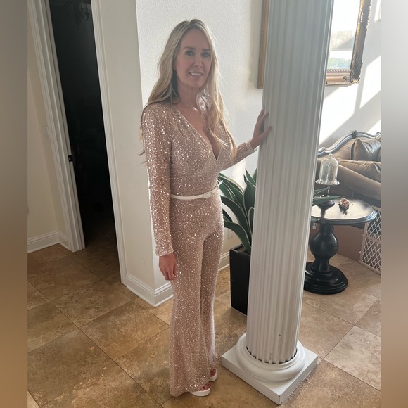 New with tags! Nadine MERABI hand embellished sequin jumpsuit - Picture 8 of 9